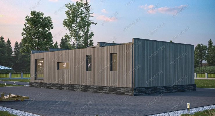 Дом с плоской крышей 12,5х6,5-64м2