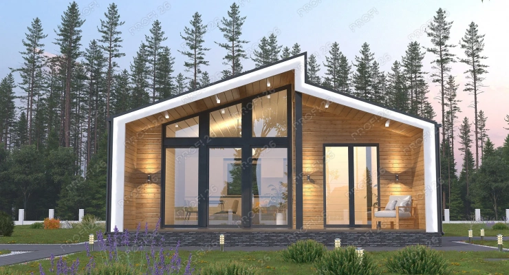 Дом с разноуровневой крышей 9,5x7,2-59м2